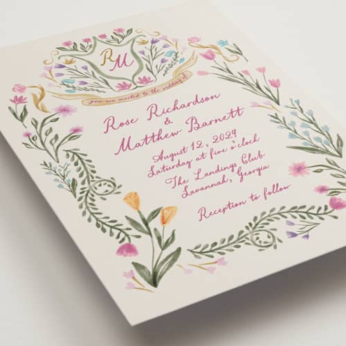This is a lavender wedding invitations with standard by Maja Cunningham called chantilly printing on signature in standard