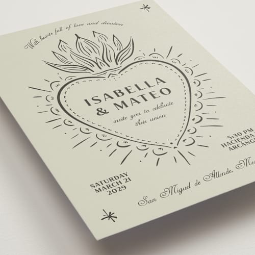 This is a agave wedding invitations with standard by Ani Somi called milagro printing on signature in standard