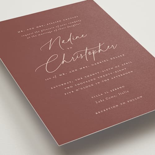 This is a chestnut wedding invitations with standard by chocomocacino called spiku printing on signature in standard