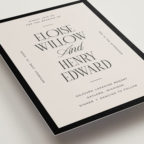 This is a suit wedding invitations with standard by Pixel and Hank called threaded printing on signature in standard