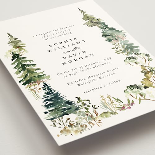 This is a forest wedding invitations with standard by Petra Kern called great outdoors printing on signature in standard