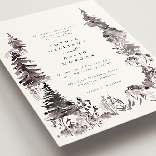 This is a midnight wedding invitations with standard by Petra Kern called great outdoors printing on signature in standard