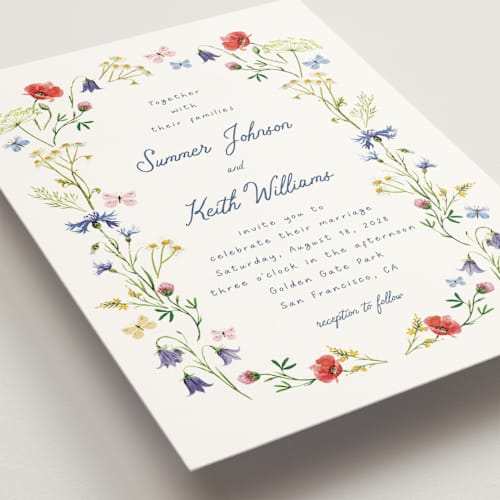 This is a ivory wedding invitations with standard by frau brandt called wildflower romance printing on signature in standard
