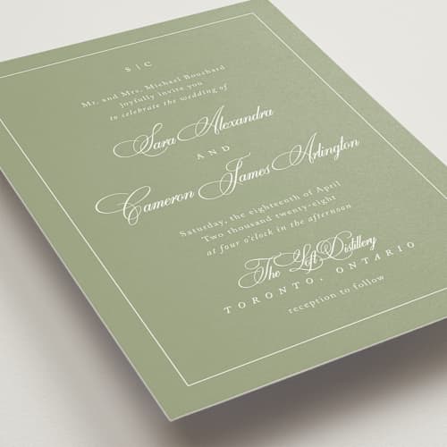 This is a garden wedding invitations with standard by Kelly Schmidt called greenwood printing on signature in standard