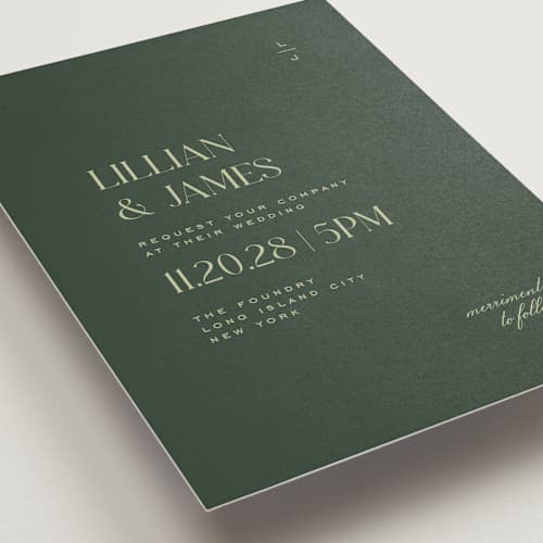 This is a forest wedding invitations with standard by Heather Cairl called clarity printing on signature in standard