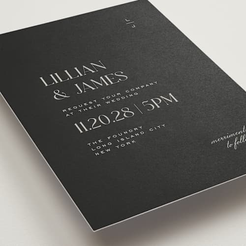 This is a ink wedding invitations with standard by Heather Cairl called clarity printing on signature in standard
