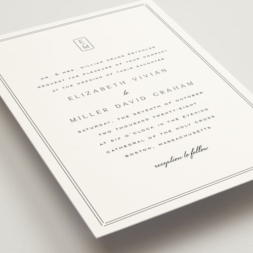 This is a salt wedding invitations with standard by Amy Kross called stripe bevel printing on signature in standard