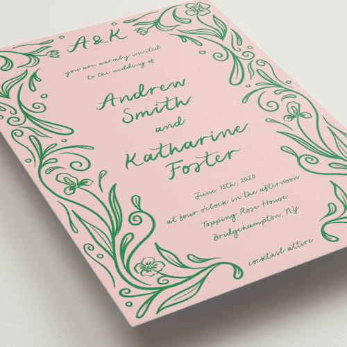 This is a candy wedding invitations with standard by Julia Liverton called love in bloom printing on signature in standard