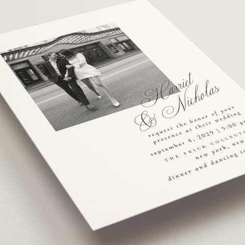 This is a noir slate wedding invitations with standard by Ana de Sousa called written with love printing on signature in standard