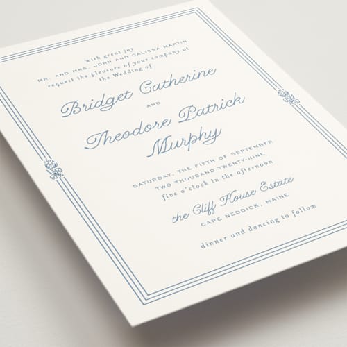 This is a sky wedding invitations with standard by Kate Ahn called court printing on signature in standard