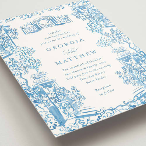 This is a wedgewood wedding invitations with standard by Becky Nimoy called gates and pillars printing on signature in standard
