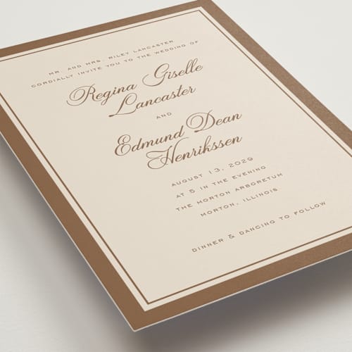 This is a nutmeg wedding invitations with standard by chocomocacino called krytharaki printing on signature in standard