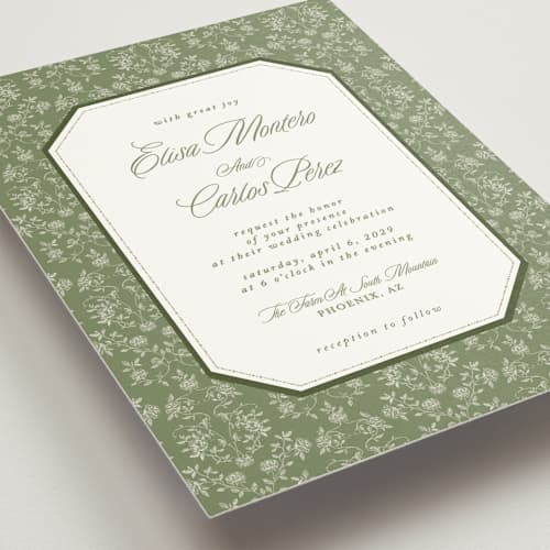 This is a forest wedding invitations with standard by Sherley Ferreira called vintage garden printing on signature in standard