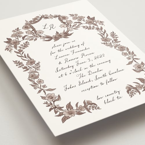 This is a siena wedding invitations with standard by Chris Griffith called a wedding in low country printing on signature in standard