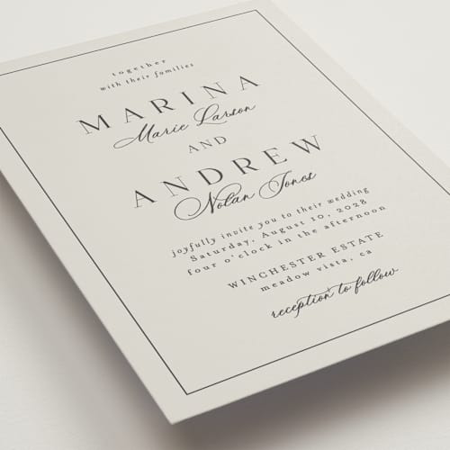 This is a parchment wedding invitations with standard by Nicole Walsh called refined printing on signature in standard
