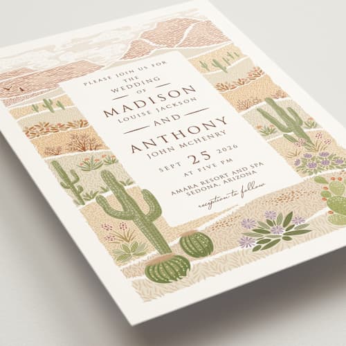 This is a red rock wedding invitations with standard by Paper Sun Studio called westward printing on signature in standard