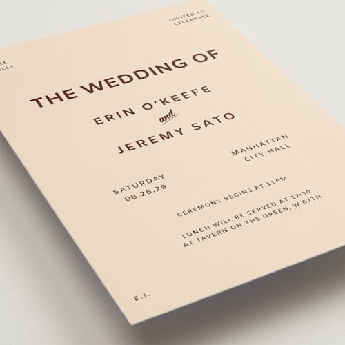 This is a earth wedding invitations with standard by Studio Suku called courthouse printing on signature in standard