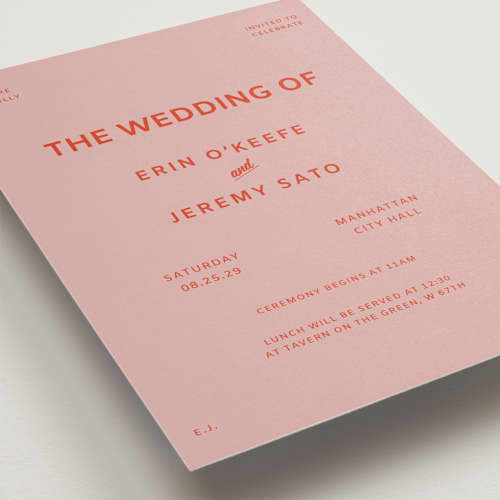 This is a mauve wedding invitations with standard by Studio Suku called courthouse printing on signature in standard