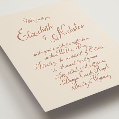 This is a santa fe wedding invitations with standard by Design Lotus called lavender dreams printing on signature in standard
