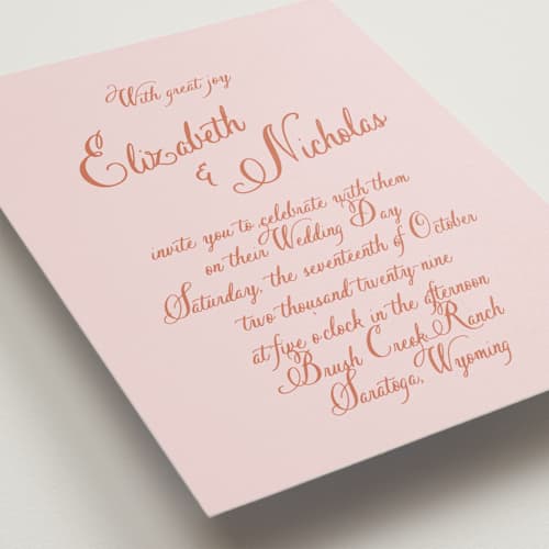 This is a sherbert sunset wedding invitations with standard by Design Lotus called lavender dreams printing on signature in standard