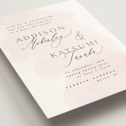 This is a blush wedding invitations with standard by Everett Paper Goods called softly layered printing on signature in standard