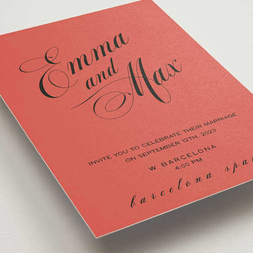 This is a coral wedding invitations with standard by Ani Somi called in lights printing on signature in standard