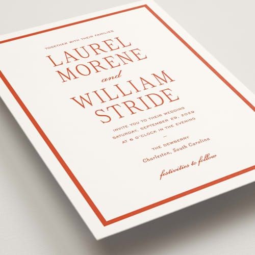 This is a sunset wedding invitations with standard by Sara Hicks Malone called dewberry printing on signature in standard