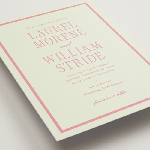 This is a petal wedding invitations with standard by Sara Hicks Malone called dewberry printing on signature in standard