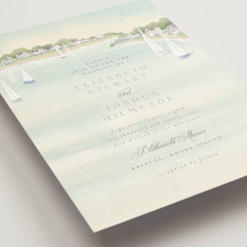 This is a sea glass wedding invitations with standard by Jennifer Wick called bristol printing on signature in standard