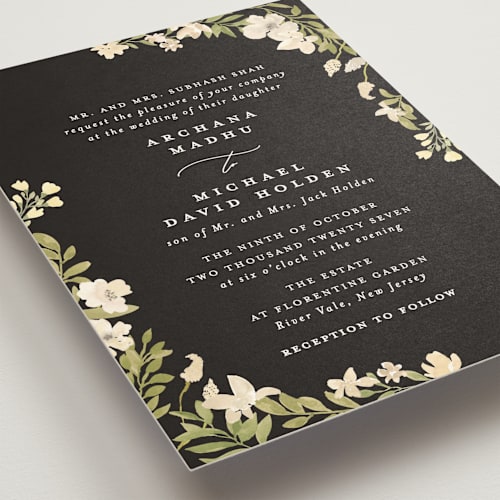 This is a noir wedding invitations with standard by Creo Study called nilgiri printing on signature in standard