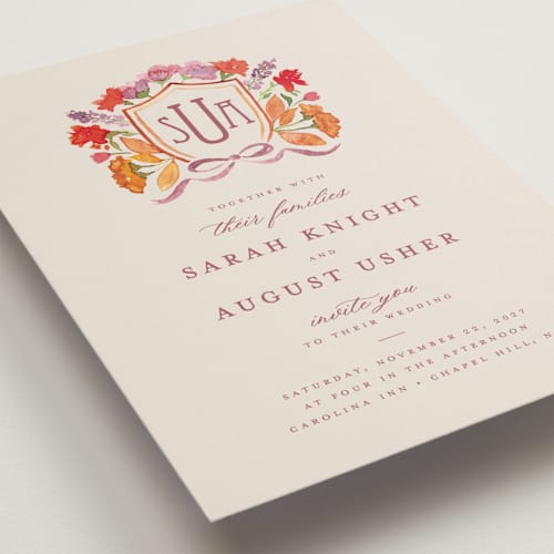 This is a autumn wedding invitations with standard by Pink House Press called crest fall printing on signature in standard