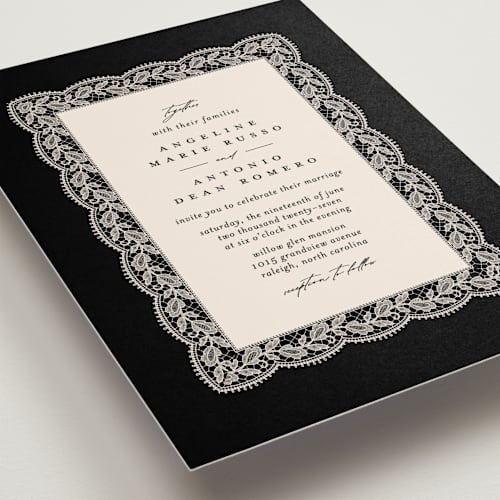 This is a midnight wedding invitations with standard by Erica Krystek called chantilly printing on signature in standard