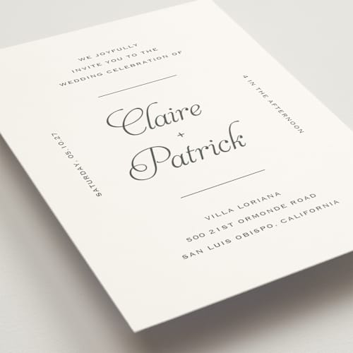 This is a ash wedding invitations with standard by Carolyn MacLaren called modernne printing on signature in standard