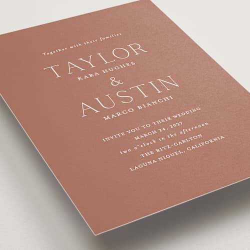 This is a spice wedding invitations with standard by Vanessa Doyle called in love printing on signature in standard