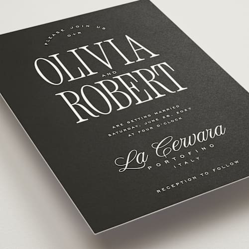 This is a charcoal wedding invitations with standard by Kelly Schmidt called riviera printing on signature in standard