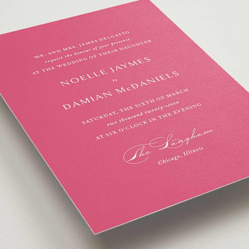 This is a carnation wedding invitations with standard by Jennifer Postorino called everlasting printing on signature in standard