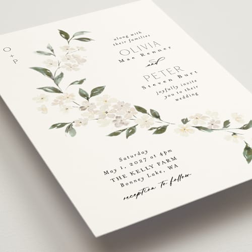 This is a porcelain wedding invitations with standard by Itsy Belle Studio called sweeping vine printing on signature in standard