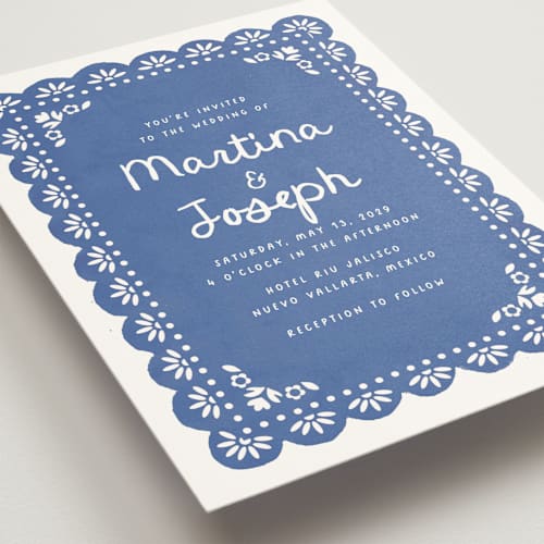 This is a royal blue wedding invitations with standard by Itsy Belle Studio called vienes printing on signature in standard