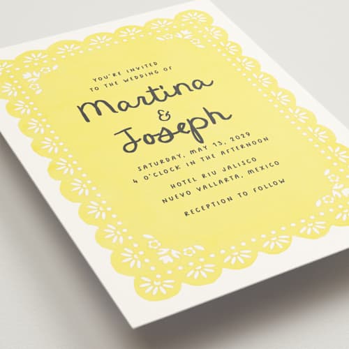 This is a butter wedding invitations with standard by Itsy Belle Studio called vienes printing on signature in standard