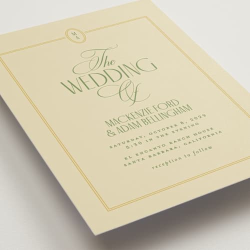 This is a citrus wedding invitations with standard by Owl and Toad called sophisticate printing on signature in standard