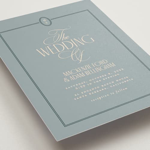 This is a ocean wedding invitations with standard by Owl and Toad called sophisticate printing on signature in standard