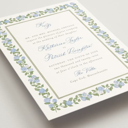 This is a ocean wedding invitations with standard by Creo Study called pillowy border printing on signature in standard
