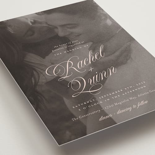 This is a blush wedding invitations with standard by Paper Raven Co. called vintage romance printing on signature in standard