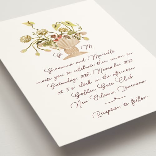 This is a marsh wedding invitations with standard by Pati Cascino called barolo printing on signature in standard