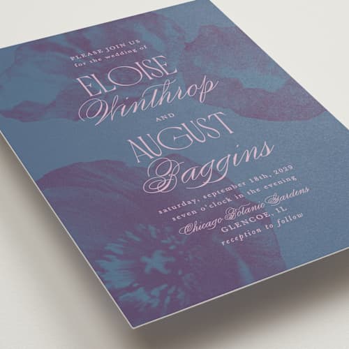 This is a peacock wedding invitations with standard by Morgan Kendall called maximalist poppies printing on signature in standard