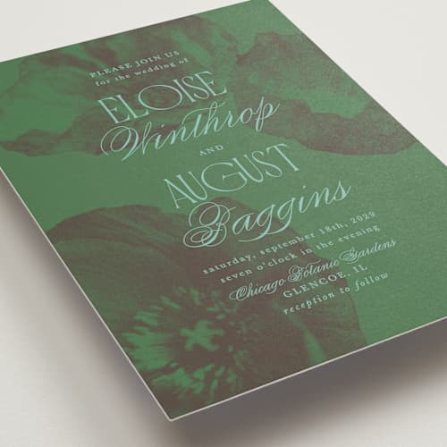 This is a parrot wedding invitations with standard by Morgan Kendall called maximalist poppies printing on signature in standard