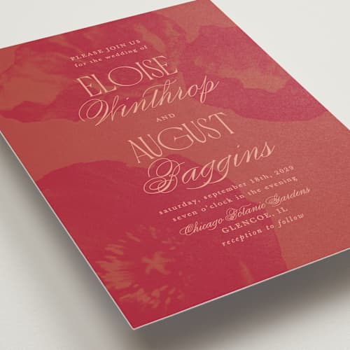 This is a cardinal wedding invitations with standard by Morgan Kendall called maximalist poppies printing on signature in standard