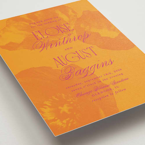 This is a tanager wedding invitations with standard by Morgan Kendall called maximalist poppies printing on signature in standard