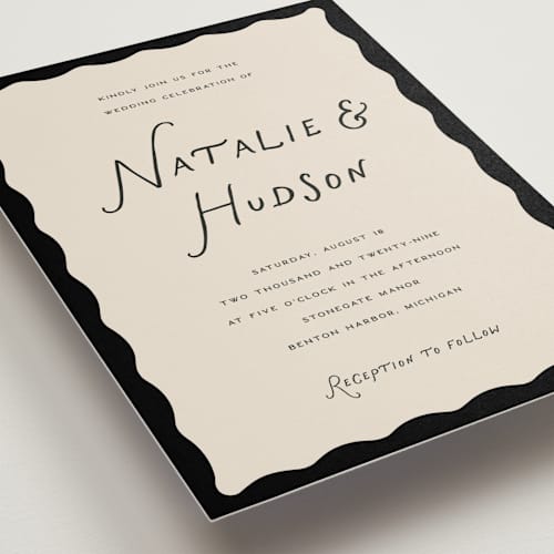 This is a shadow wedding invitations with standard by Pixel and Hank called lovers printing on signature in standard