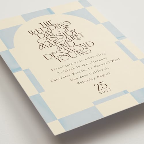This is a ivory wedding invitations with standard by Baumbirdy called checker wash printing on signature in standard